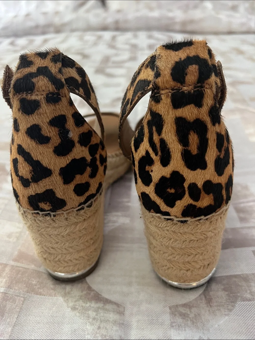 Franco Sarto Leopard Print Ankle-Strap Espadrille Sandals - Tan/Black